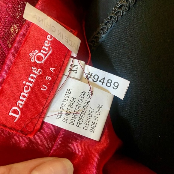 Dancing Queen baby doll red scarlet prom dress mini cap sleeve lace appliqué XS - Picture 6 of 15